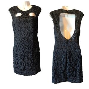😍SALE😍 AVEC Les Filles Black Lace Cutout Sheath Mini Little Black Dress Sz.S